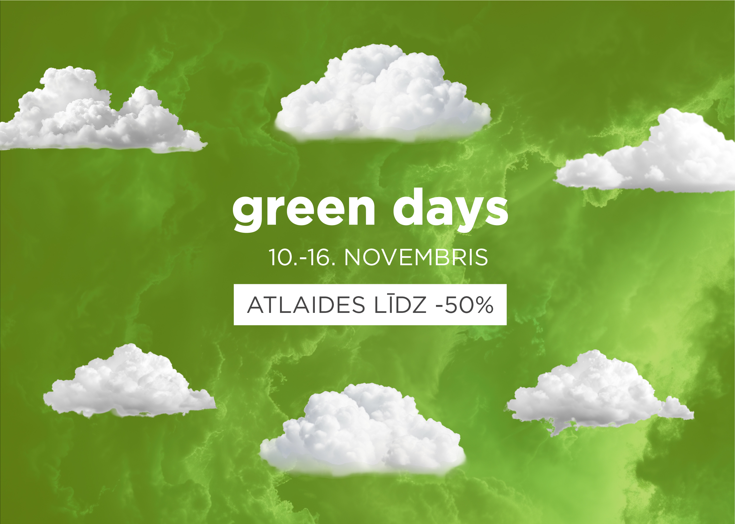 web bilde Balti mākoņi uz zaļa fona - green day