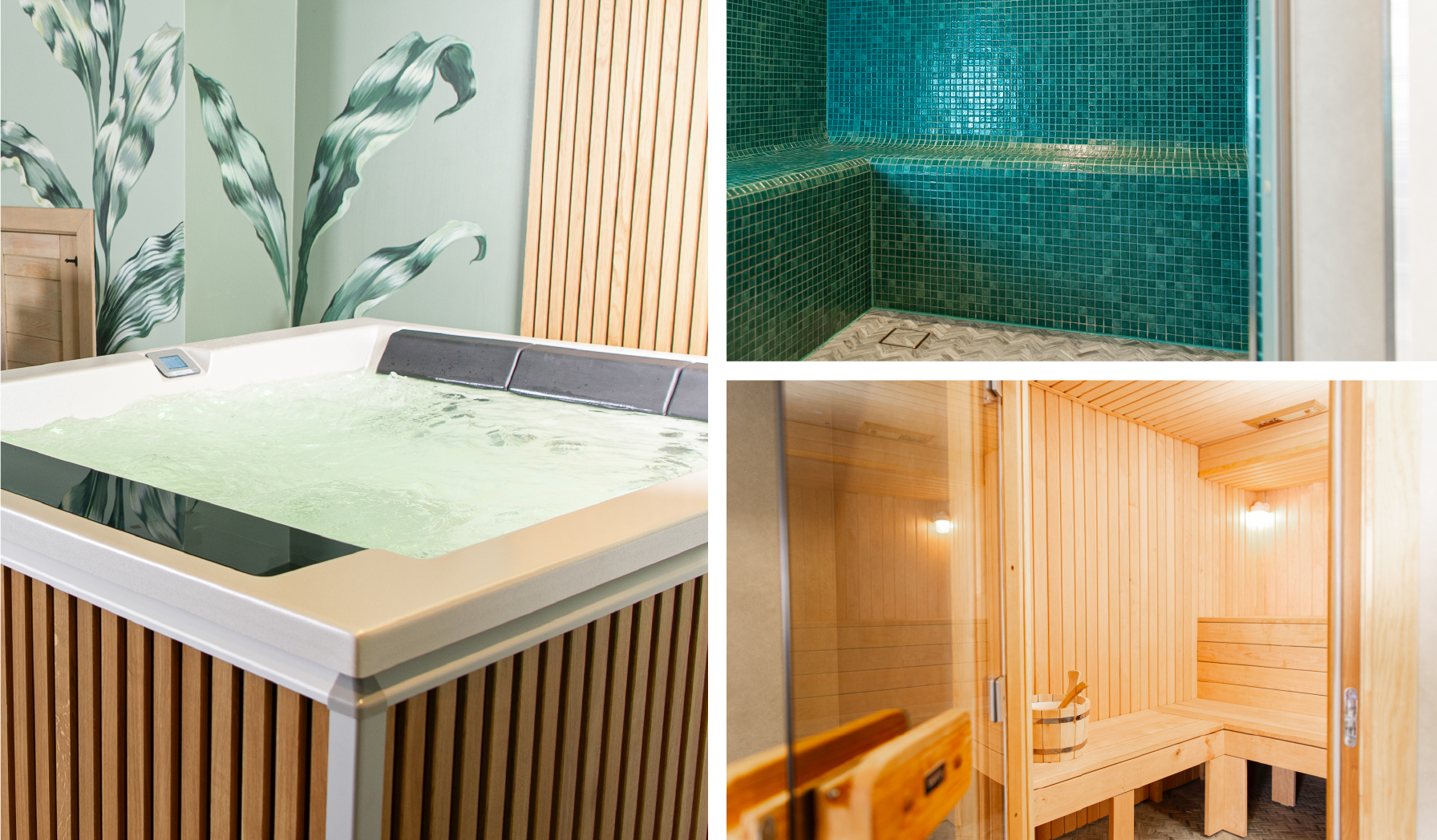Relaksācijas zona ar džakuzi, tvaika pirti un saunu Veselības centrā 4. dimensija