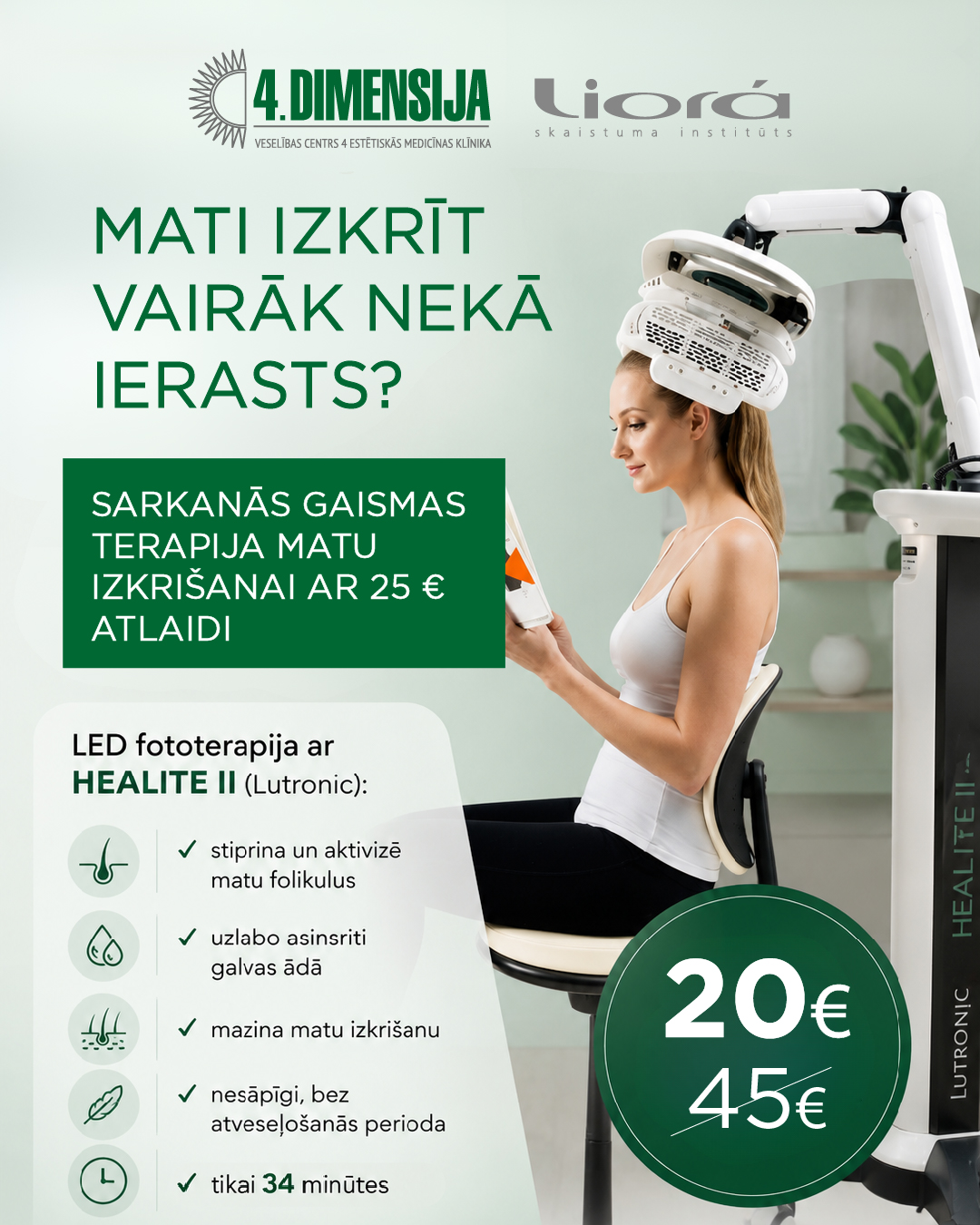 Healite sarkanās gaismas terapija matu izkri&scaron;anai 